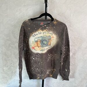 Hanes Black and Brown Camera Graphic Sweatshirt